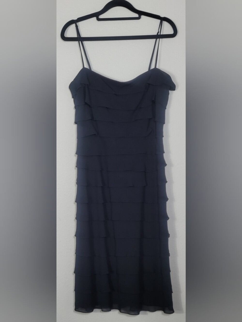 Tadashi Shoji Ruffled Tiered Mini Dress Size 8 Black Formal Cocktail Evening